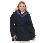Plus Size Braetan Hooded Shawl Collar Rain Jacket, Women's, Size: 3xl, Blue