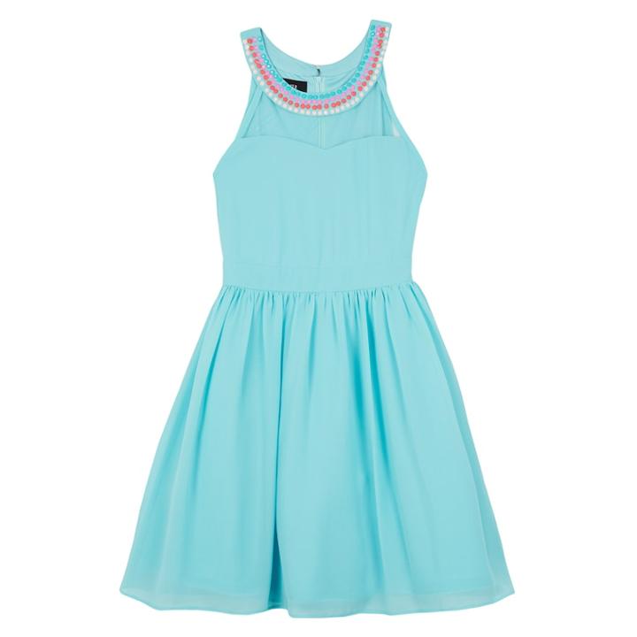 Girls 7-16 Iz Amy Byer Lace & Floral Popover Dress With Necklace, Size: 7, Med Green