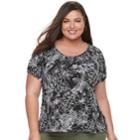 Plus Size Cathy Daniels Printed Embellished Top, Women's, Size: 3xl, Black