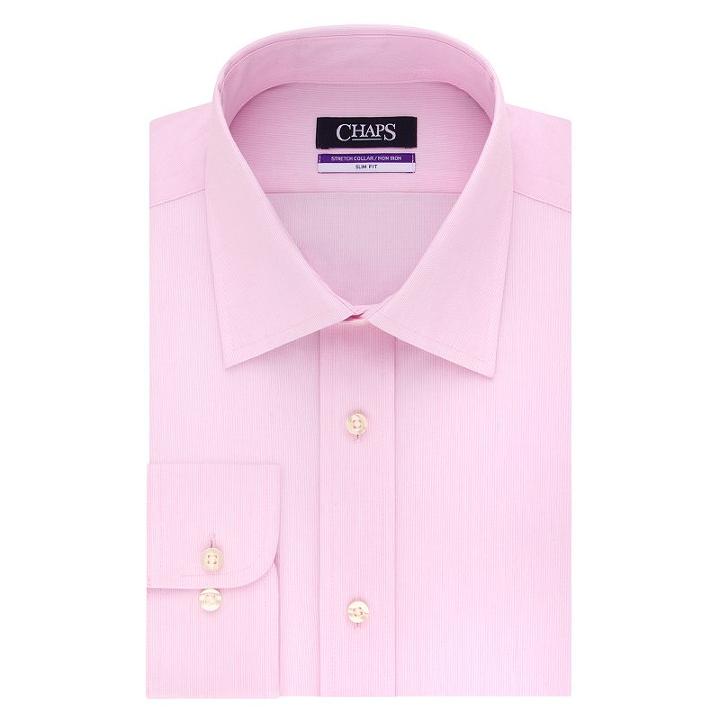 Men's Chaps Regular-fit No-iron Stretch-collar Dress Shirt, Size: 15-32/33, Pink