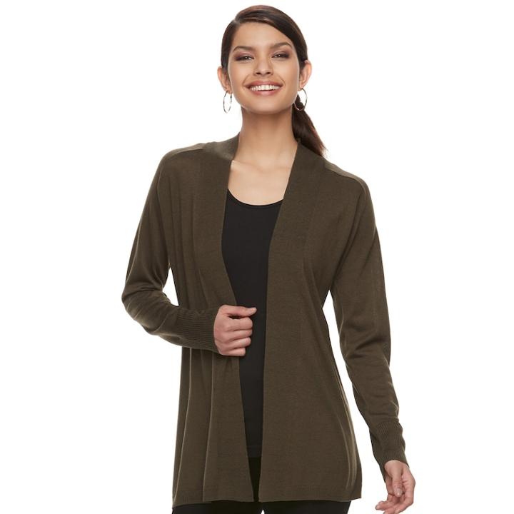Women's Apt. 9&reg; Essential Ribbed Cardigan, Size: Xl, Dark Green