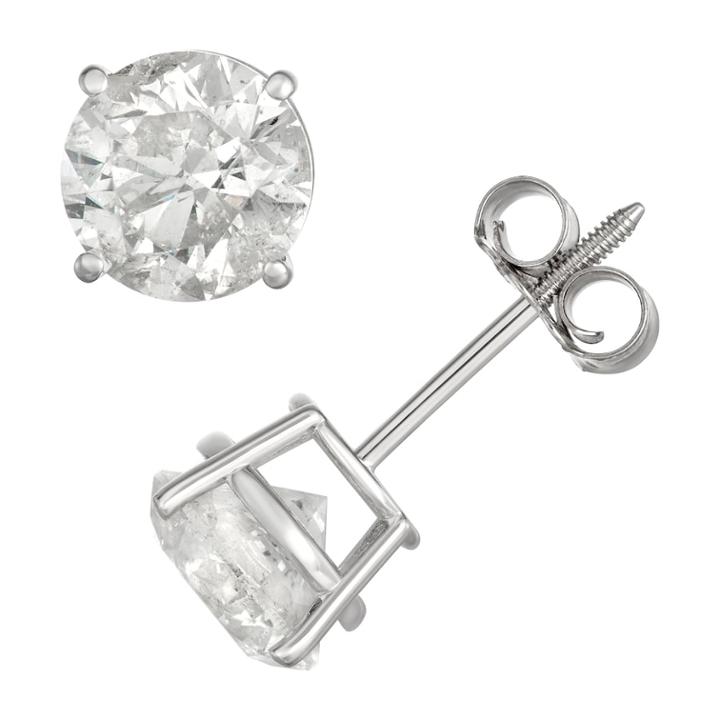 14k White Gold 2 Carat T.w. Igl Certified Diamond Solitaire Stud Earrings, Women's