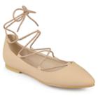 Journee Collection Fiona Women's Lace-up Flats, Girl's, Size: 7.5, Beig/green (beig/khaki)