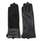 Women's Journee Collection Microfiber-lined Leather & Suede Gloves, Size: Small, Black