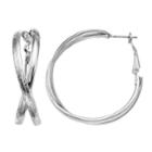 Simply Vera Vera Wang Textured X Hoop Earrings, Women's, Silver