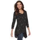 Women's Apt. 9&reg; Shark-bite Hem Ruched Tunic, Size: Large, Black