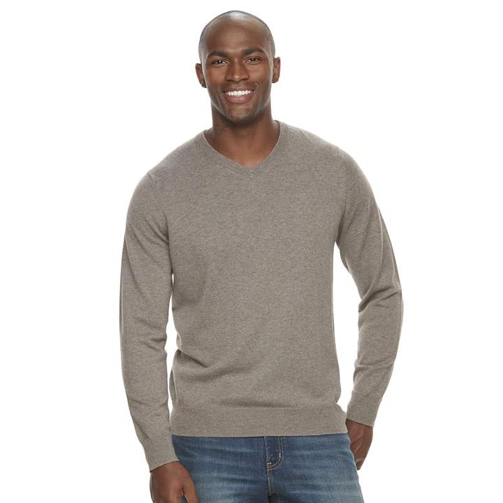 Men's Croft & Barrow&reg; True Comfort Classic-fit V-neck Sweater, Size: Medium, Dark Red
