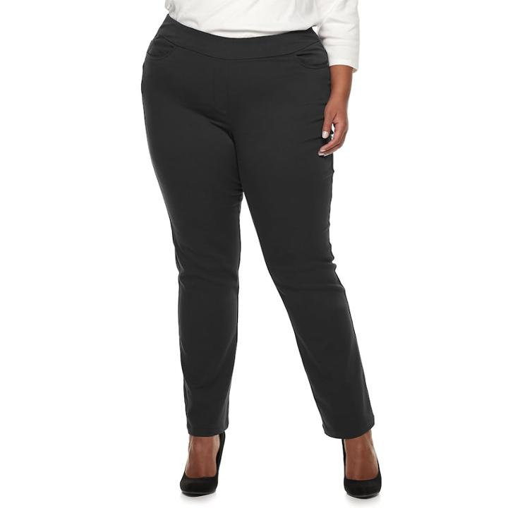 Plus Size Napa Valley Super Stretch Midrise Pull-on Pants, Women's, Size: 24 W, Black