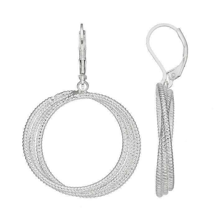 Dana Buchman Twisted Triple Drop Hoop Earrings, Women's, Silver