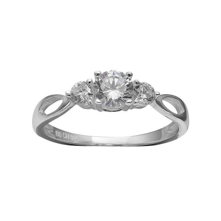 Primrose Sterling Silver Cubic Zirconia 3-stone Ring, Women's, Size: 6