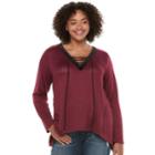 Juniors' Plus Size Heartsoul Lace-up Shark-bite Hem Top, Teens, Size: 2xl, Turquoise/blue (turq/aqua)