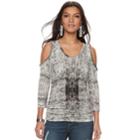 Women's Jennifer Lopez Embellished Cold-shoulder Tee, Size: Small, Black