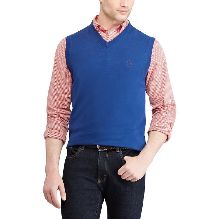 Men's Chaps Regular-fit V-neck Sweater Vest, Size: Xxl, Blue