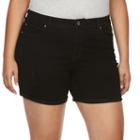 Plus Size Jennifer Lopez Boyfriend Jean Shorts, Women's, Size: 22 W, Black