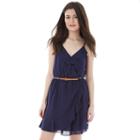 Juniors' Iz Byer California Ruffle Trim Dress, Girl's, Size: Small, Blue (navy)