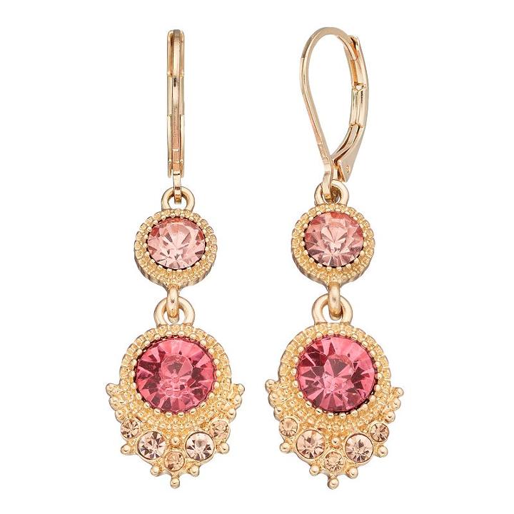 Napier Simulated Crystal Nickel Free Drop Earrings, Women's, Orange