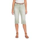 Women's Gloria Vanderbilt Sasha Belted Denim Skimmer Capris, Size: 14, Lt Green