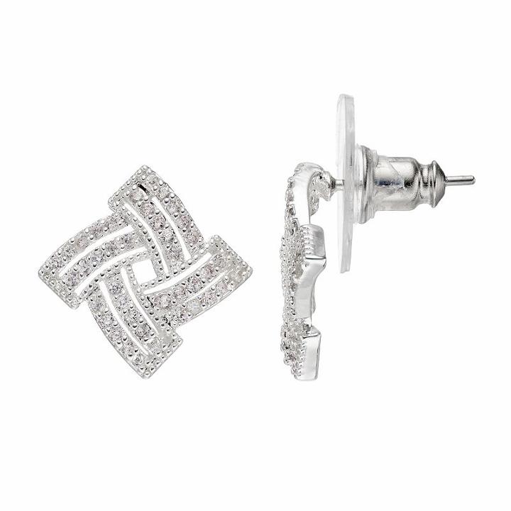 Napier Cubic Zirconia Overlapping Stud Earrings, Women's, Silver