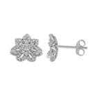 Laura Ashley 10k White Gold 1/3 Carat T.w. Diamond Flower Stud Earrings, Women's
