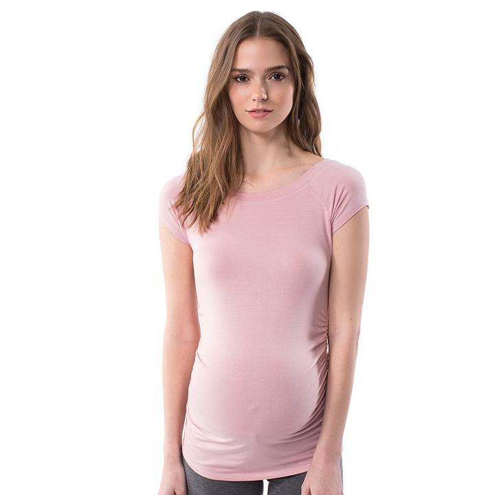 Maternity Pip & Vine By Rosie Pope Ruched Tee, Women's, Size: M-mat, Pink Other