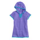 Girls 7-16 Free Country Hooded Mesh Stripe Swimsuit Cover-up, Size: 16, Med Purple