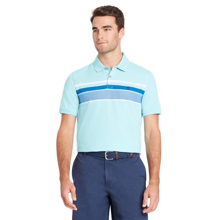 Men's Izod Sportflex Classic-fit Engineer-striped Stretch Performance Polo, Size: Xl, Blue