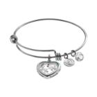 Love This Life Crystal Friends Forever Floating Heart Charm Bangle Bracelet, Women's, Grey