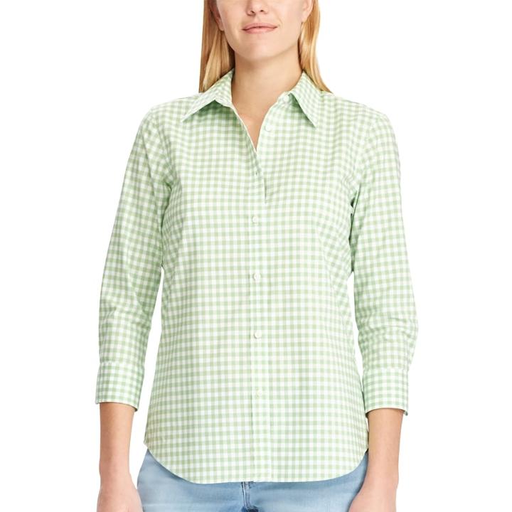 Women's Chaps No-iron Shirt, Size: Large, Green