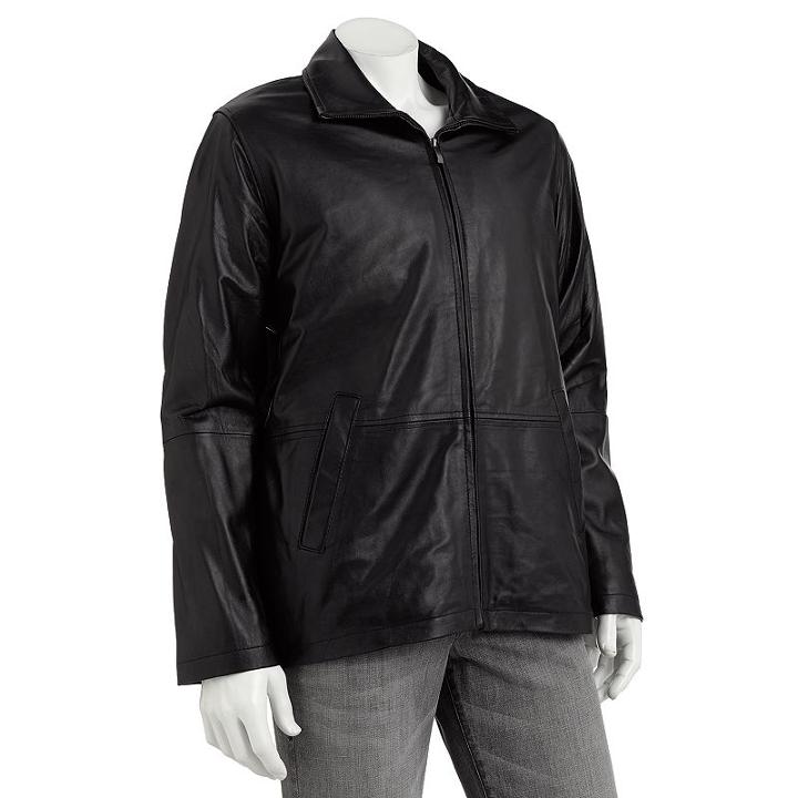 Men's Excelled Classic Leather Straight-bottom Jacket, Size: Medium, Black