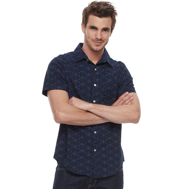 Men's Sonoma Goods For Life&trade; Flexwear Modern-fit Poplin Button-down Shirt, Size: Medium, Dark Blue