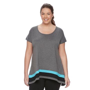 Plus Size Wild Majesty Mesh Sharkbite Tee, Women's, Size: 1xl, Dark Grey