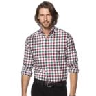 Men's Chaps Flannel Classic-fit Open Check Button-down Shirt, Size: Medium, White