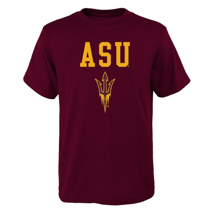 Boys' 4-18 Arizona State Sun Devils Goal Line Tee, Size: 4-5, Dark Red