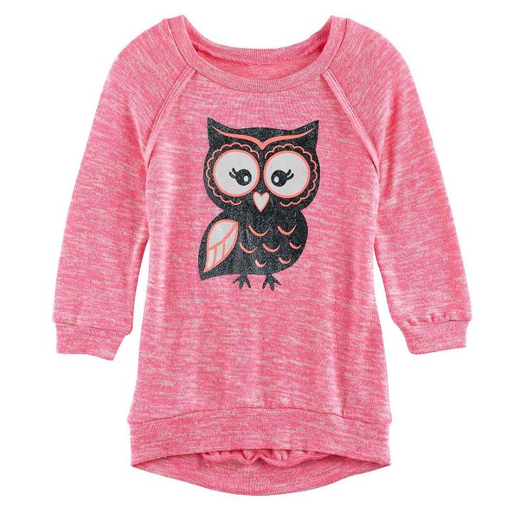 Girls 7-16 & Plus Size Miss Chievous 3/4 Hatchi Graphic Top, Size: M Plus, Pink