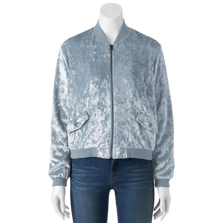 Juniors' Cloud Chaser Velvet Bomber Jacket, Girl's, Size: Xl, Blue Other