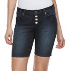 Women's Jennifer Lopez Button Fly Bermuda Jean Shorts, Size: 6, Dark Blue