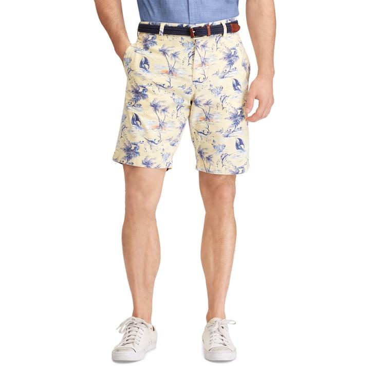 Men's Chaps Classic-fit Patterned Shorts, Size: 36, Yellow