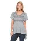 Women's World Unity Lace Shark-bite Tee, Size: Xl, Dark Grey
