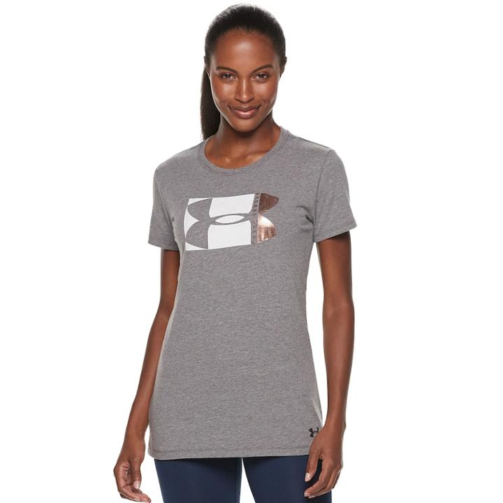 Women's Under Armour Metallic Jacquard Graphic Tee, Size: Large, Grey