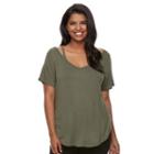 Juniors' Plus Size Mudd&reg; Strappy V-neck Tee, Teens, Size: 2xl, Med Green