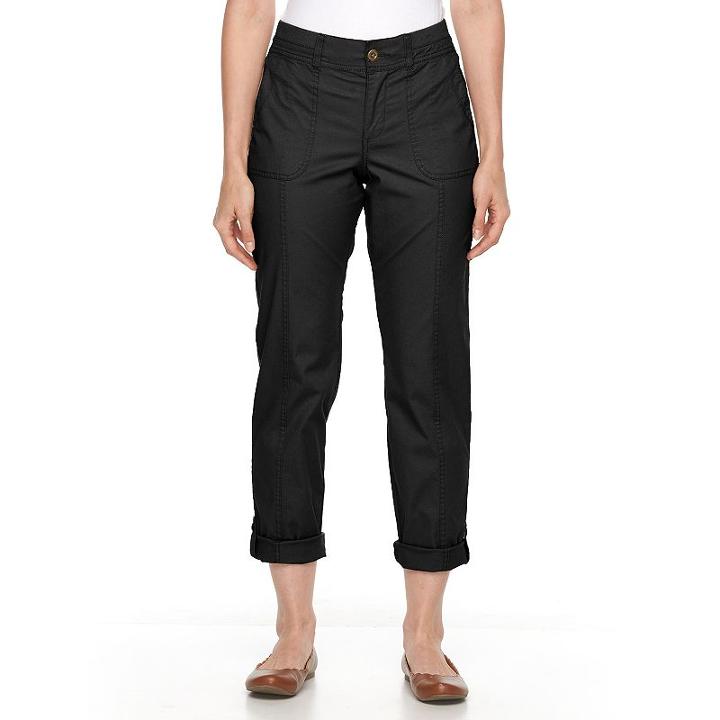 Women's Croft & Barrow&reg; Twill Convertible Pants, Size: 6, Black