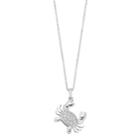 Sterling Silver 1/10 Carat T.w. Diamond Crab Pendant Necklace, Women's, White