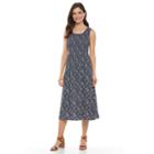 Women's Croft & Barrow&reg; Smocked Challis Dress, Size: Xl, Dark Blue