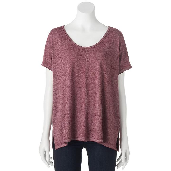 Juniors' Mudd&reg; Drop Shoulder Burnout Tee, Girl's, Size: Small, Dark Red