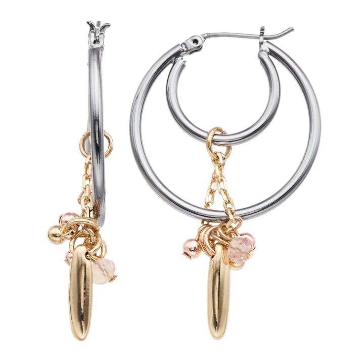 Simply Vera Vera Wang Two Tone Cluster Hoop Drop Earrings, Women's, Pink