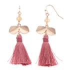 Lc Lauren Conrad Leaf Nickel Free Pink Tassel Drop Earrings, Women's