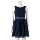 Juniors' Speechless V-back Lace Chiffon Dress, Teens, Size: 1, Blue (navy)