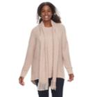 Plus Size Sonoma Goods For Life&trade; Crewneck Cable-knit Scarf & Sweater, Women's, Size: 3xl, Grey