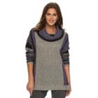 Women's Chaps Striped Cowlneck Sweater, Size: Medium, Grey
