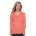 Women's Croft & Barrow&reg; V-neck Jersey Sweater, Size: Xl, Lt Orange